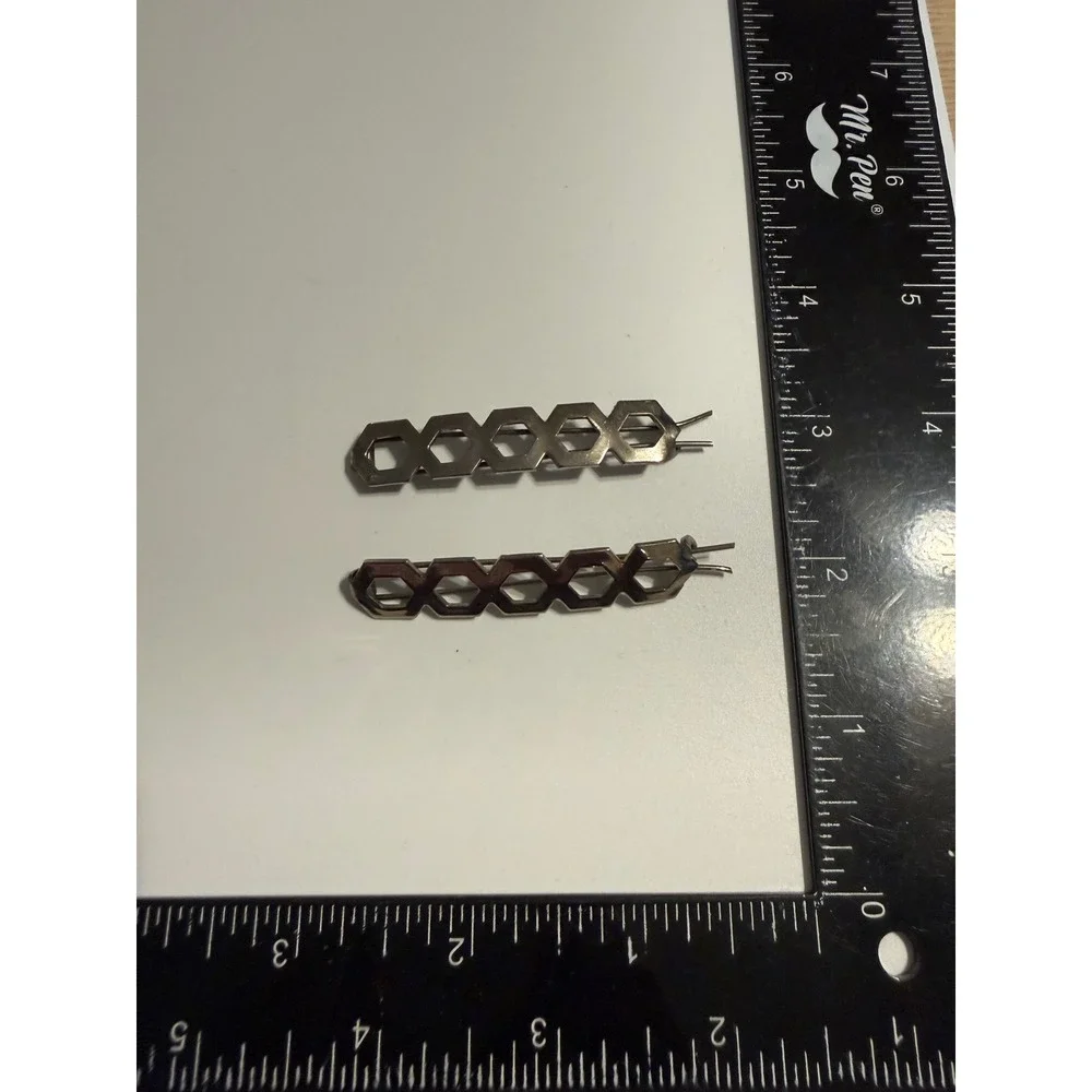 Silver Hexagon Honeycomb Hair Clips Geometric Bobby Pins Set of 2 Minimalist